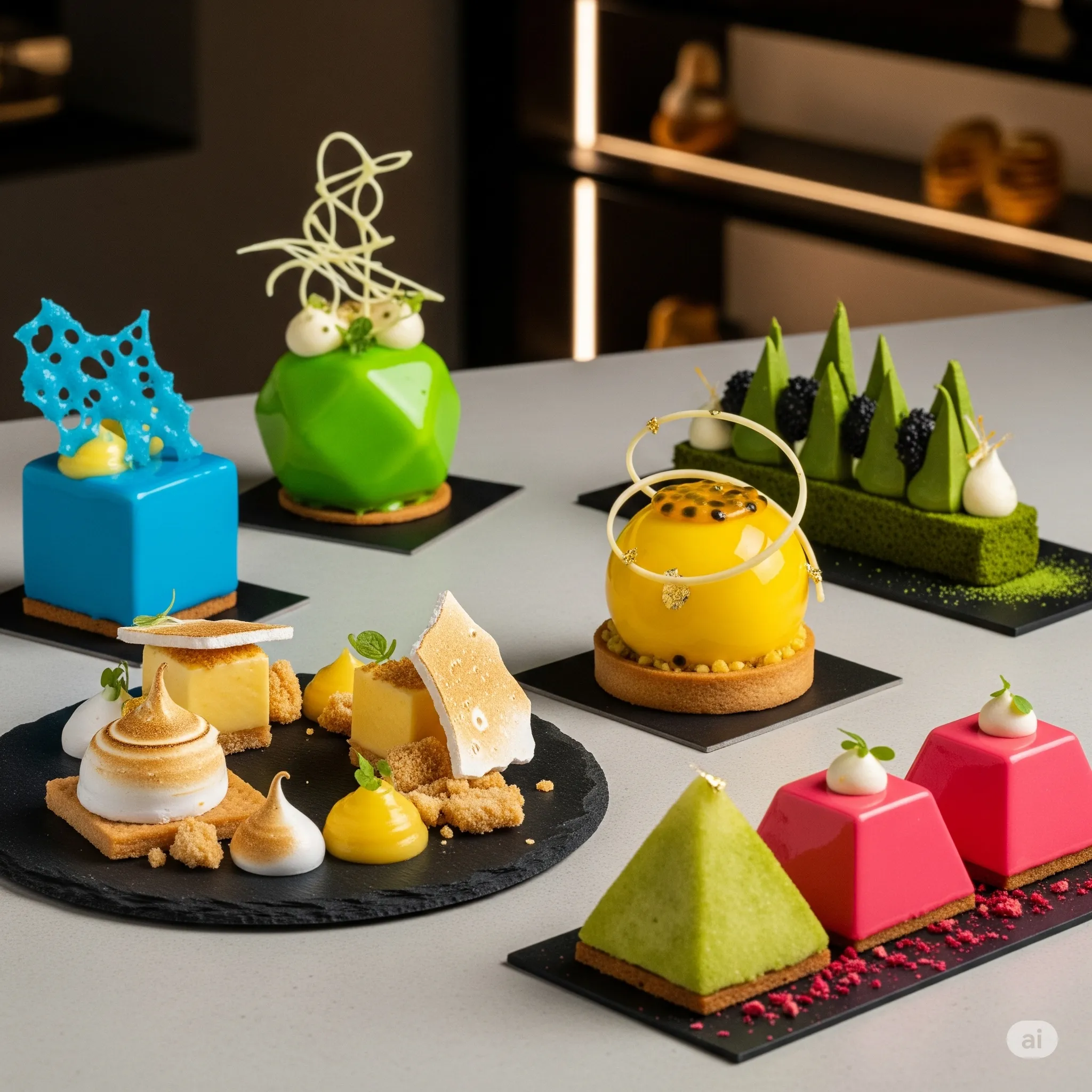 Photo de pâtisseries aux formes et couleurs originales